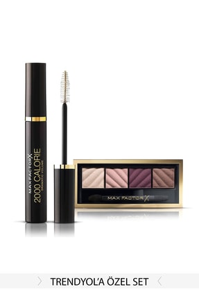 Max Factor Göz Makyajı Seti - 2000 Calorie Black Mascara & Smokey Eye Matte Drama Kit 20 + Kadife Çanta Hediye