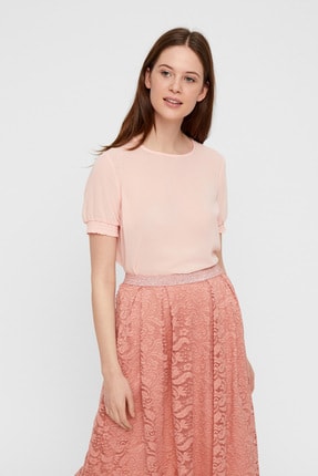 Pieces Kadın Pembe Kısa Kollu Kolları Lastikli Bluz 17093680 PCAMALIE