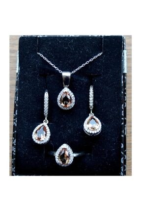 Burhan Sağlam Gümüş Bayan Set Sultanit Taşlı Swarovski Taş Işlemeli Takı Seti