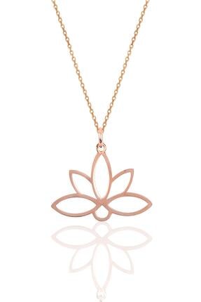 Söğütlü Silver Gümüş Sonsuz Yaşamın Simgesi Lotus Çiçeği Kolye Sgtl10085rose