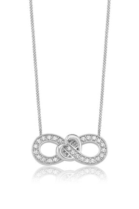 Valori Jewels Sonsuzluk Kalp Swarovski Zirkon Beyaz Taşlı Gümüş Kolye