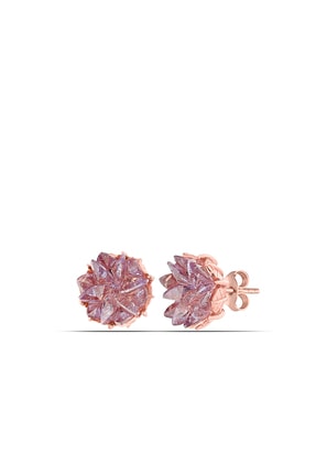 Herisson Kadın Lavender Zirkon Taşlı Lotus Gümüş Küpe Hklsq1311