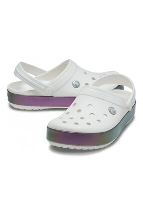 Crocs Unisex Beyaz Crocband Irıdescent Band Spor Terlik Sandalet 206595-100