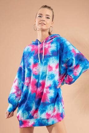 Y-London Kadın Baskılı Kapşonlu Sweatshirt Elbise Y20w110-4125-22
