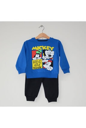 Mickey Mouse Miniya Unisex Çocuk Disney Parlament Mavi Siyah Eşofman Takımı