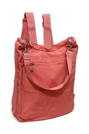 Smart Bags Kadın Krinkıl Kumaş Sırt Ve Kol Çantası Ebat 37cm 34cm Somon