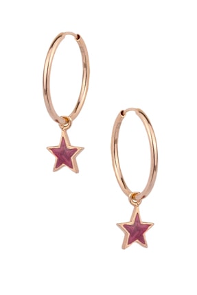 BY BARUN Kadın 925 Ayar Gümüş Mineli Yıldız Küpe - Rose Kp-0099