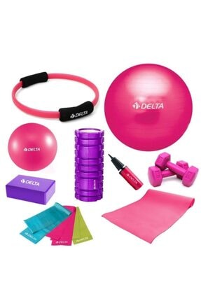 Delta 55-30cm Pilates Topu Minderi Foam Roller Yoga Blok Bant Set