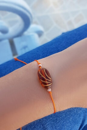 VAOOV Kadın Turuncu Işlemeli Çek Kristali 925 Ayar Gümüş Bileklik