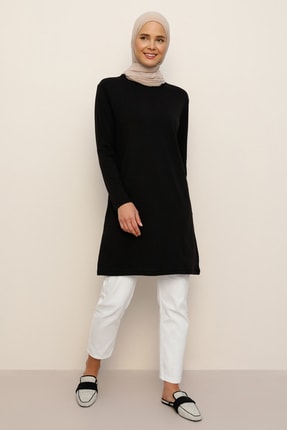 Everyday Basic Kadın Siyah Pamuk Kumaşlı Bisiklet Yaka Tunik 1645653