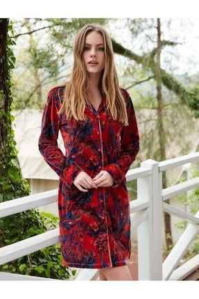 PENYE MOOD Penye Mood 8404 Kadın Önden Düğmeli Elbise - Penye Mood - Görsel Rengi - Xl