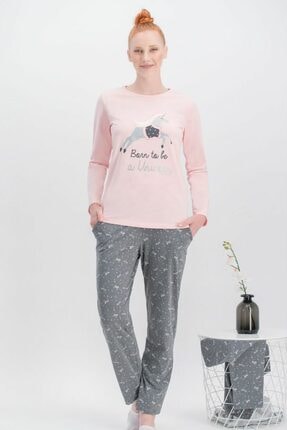 Arnetta Kadın Pembe 315 Unicorn Fly Inci Pembe Kadın Pijama Takımı