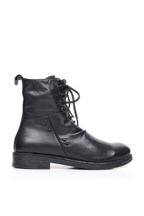 Bueno Shoes Bağcıklı Ve Troklu Hakiki Deri Kadın Düz Bot 9p2411