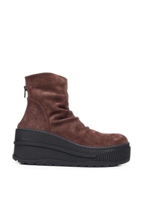 Bueno Shoes Fermuarlı Hakiki Deri Kadın Dolgu Topuk Bot 9m4708