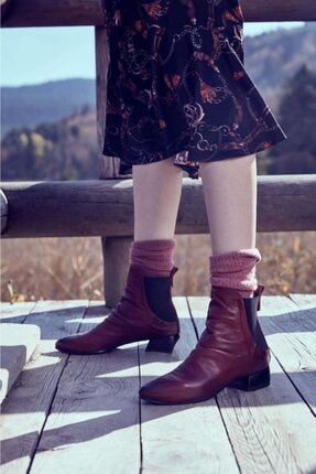 Bueno Shoes Lastik Ve Büzgülü Hakiki Deri Kadın Düz Bot 9p5504