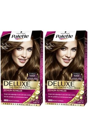 Schwarzkopf Palette Deluxe 5-5 Işıltılı Çikolata 2’li - Yağ Bakımlı Kalıcı Saç Boyası