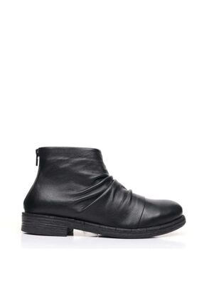 Bueno Shoes Fermuarlı Ve Büzgülü Hakiki Deri Kadın Düz Bot 9p2401