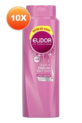 Elidor Güçlü Ve Parlak 2si 1 Arada Şampuan Ve Saç Kremi 650 ml. Onlu Set