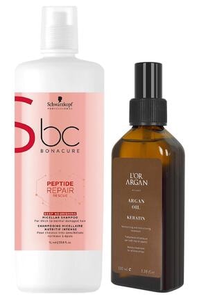 Bonacure Peptide Acil Kurtarma Micellar Şampuan 1000ml + Lor Argan Milano Argan Bakım Yağı 100ml