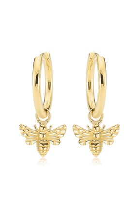 Valori Jewels Saf Arı, Altın Rengi Gümüş Orta Boy Taşsız Halka Charm Küpe
