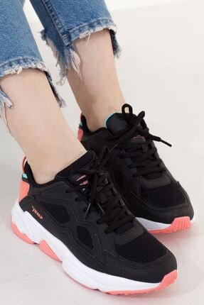 Jump Siyah Mint Pembe Yüksek Taban Bağcıklı Kadın Spor Ayakkabı • A202yjmp0001