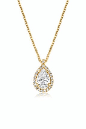 Valori Jewels Kadın Damla, 0.75 Karat Swarovski Zirkon Taşlı, Altın Rengi Gümüş Tektaş Kolye