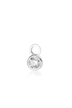 Valori Jewels Yuvarlak Kesim, Swarovski Zirkon Beyaz Yuvarlak Taşlı, Gümüş Küpe Charmı