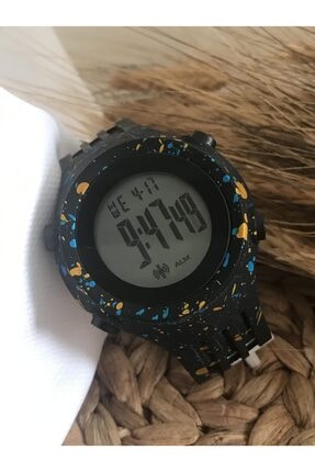 Spectrum Dijital Unisex Saat ' Alarm - Kronometre - Tarih - Gün ' Desenli Kordon Işıklı