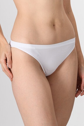 Miss Fit Kadın 3'lü Set Brazilian Slip Külot 1005 Beyaz Örme Seamless Dikişsiz Soft Basic Slip Külot