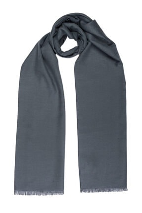 Silk & Cashmere Unisex Gri İpek Karışımlı Lotus Prime Kaşkol 30X180 A191F310061