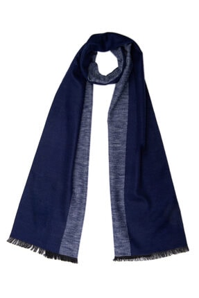 Silk & Cashmere Unisex Lacivert İpek Karışımlı Lotus Renk Bloklu Kaşkol