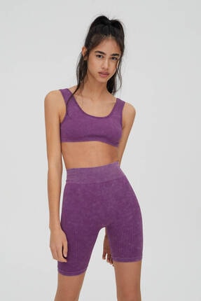 Pull & Bear Mor Bisikletçi Pantolonu - En Az %50 Geri Dönüştürülmüş Poliamid