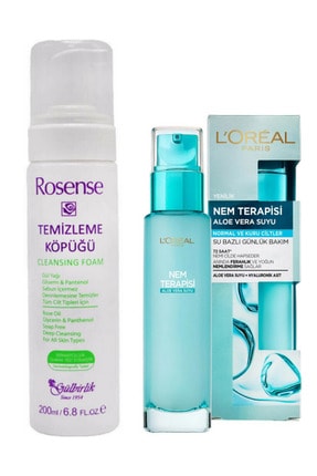Rosense Temizleme Köpüğü 200ml Ve Loreal Nem Terapisi Aloe Vera Suyu Normal Ve Kuru Ciltler 70 Ml