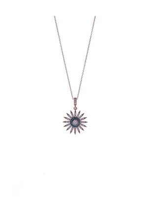 Ninova Silver Kadın Güneş Model Turkuaz Taşlı Gümüş Kolye NNVSLVR02259
