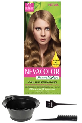 Neva Color Natural Colors 9.3 Açık Altın Sarısı Kalıcı Krem Saç Boyası Ve Saç Boyama Seti