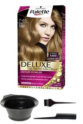Schwarzkopf Palette Deluxe 7-65 Altın Parıltılı Toffee Saç Boyası Ve Saç Boyama Seti