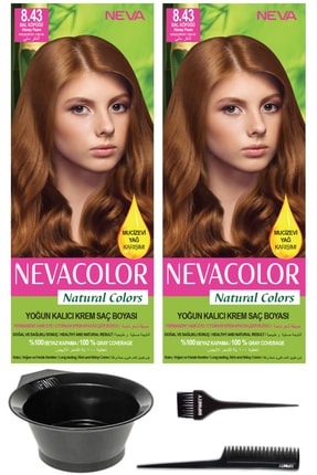 Neva Color 2’li Natural Colors 8.43 Bal Köpüğü - Kalıcı Krem Saç Boyası Ve Saç Boyama Seti 7681655541346
