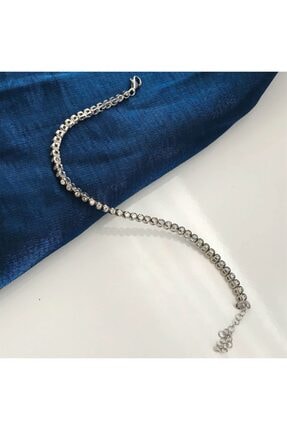 SilverPlus Kadın Zirkon Taşlı Rodyumlu Yuvarlak Gümüş Bileklik