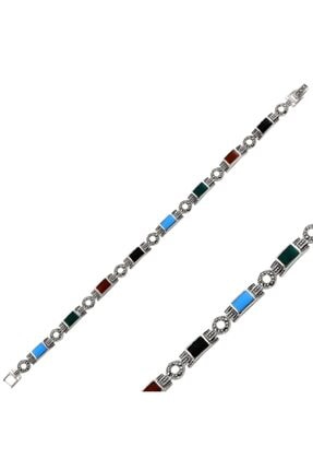 ZUK COLLECTİON Kadın Siyah Markazit Doğal Taşlı Gümüş Bileklik
