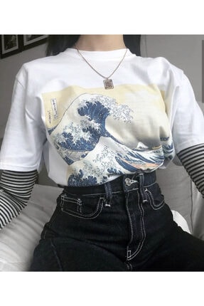 Köstebek Art - Great Wave Off Kanagawa Tsunami Japaneses Art Painting Unisex T-shirt