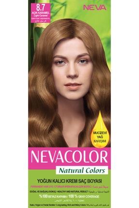 Neva Color Nevacolor Natural Colors 8.7 Açık Karamel - Kalıcı Krem Saç Boyası Seti