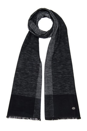 Silk & Cashmere Unisex Gri İpek Karışımlı Lotus Baskılı Kaşkol