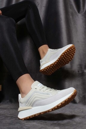 Fast Step Hakiki Deri Krem Beyaz Kadın Sneaker Ayakkabı 009za917