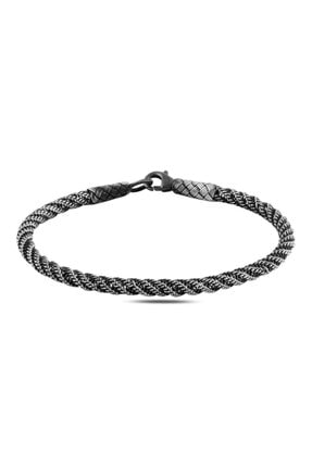 ZUK COLLECTİON Kadın Gümüş Oksitli Kazaziye El Örmesi Bileklik