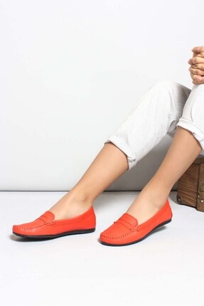 Fast Step Hakiki Deri Nar Çiçek Kadın Loafer Ayakkabı 710za046