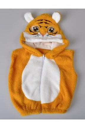 POKY BEBE Erkek Kız Bebek Çocuk Tekli 1-3 Yaş Kapüşonlu Sevimli Kaplan Welsoft Yelek-5152