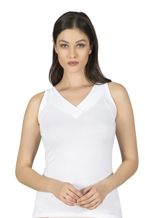 ÖZKAN underwear Özkan 23981 Kadın V Yaka Kalın Askılı Viskon Atlet