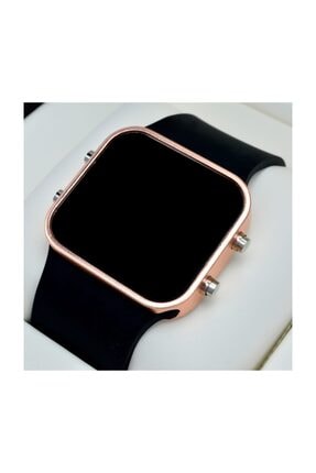 Spectrum Siyah Silikon Kordonlu Rose Metal Kasa Unisex Model Dijital Saat St-303567