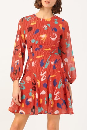 Random Kadın Yuvalak Yaka Kolu Lastikli Desenli Elbise
%100 Polyester