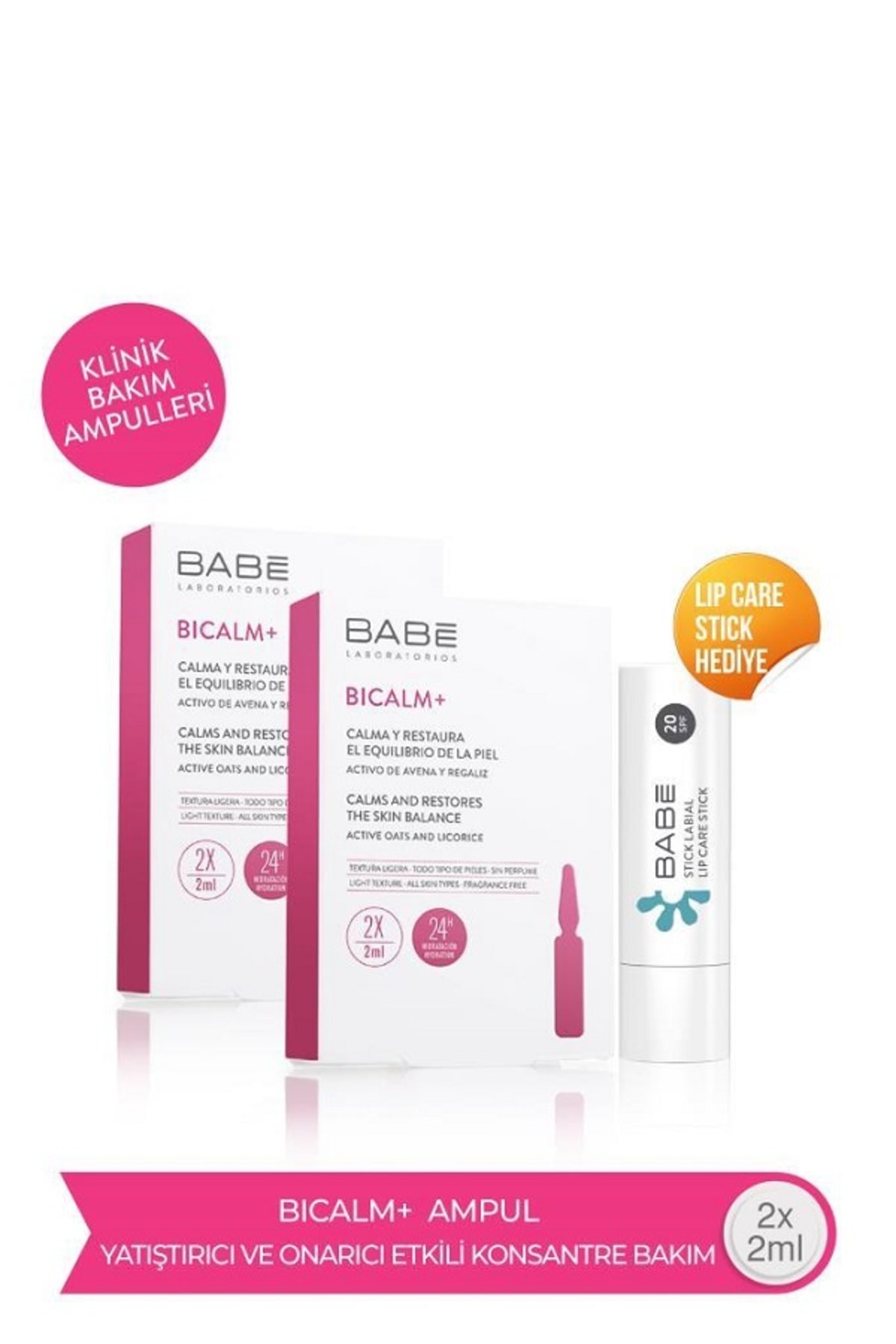 Babe Bicalm+ Ampul Yatıştırıcı Ve Onarıcı Etkili Konsantre Bakım 2x2ml Spf20 Dudak Nemlendiricisi